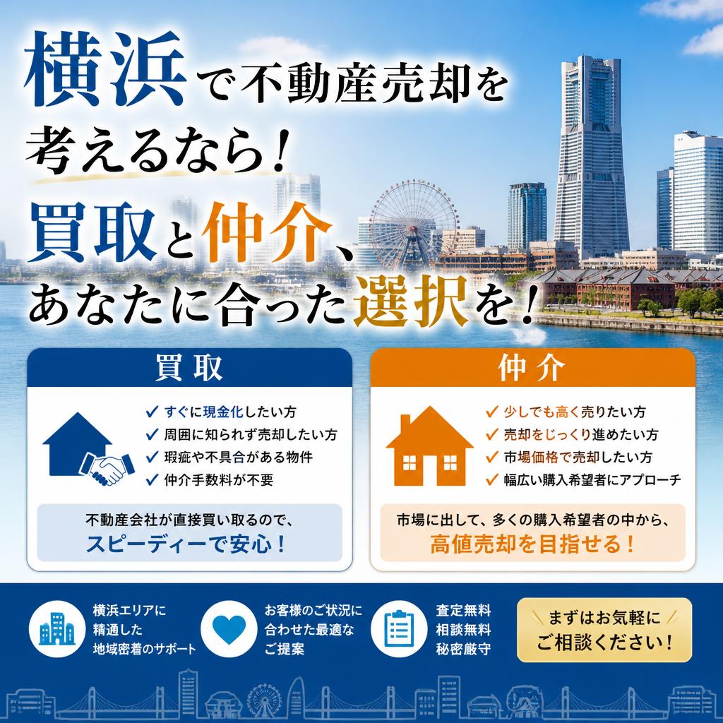 横浜で不動産売却を考えるなら！買取と仲介、あなたに合った選択を！
