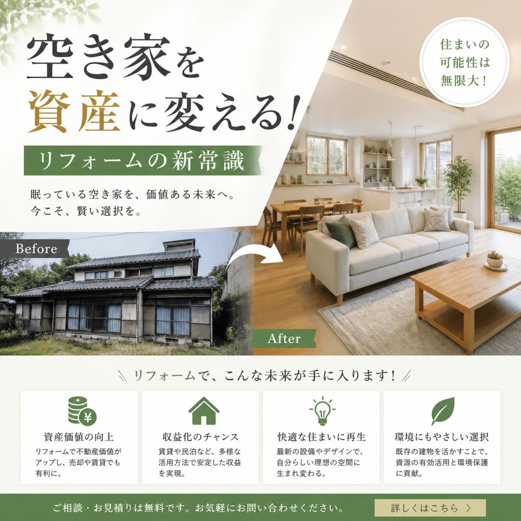 空き家を資産に変える！リフォームの新常識