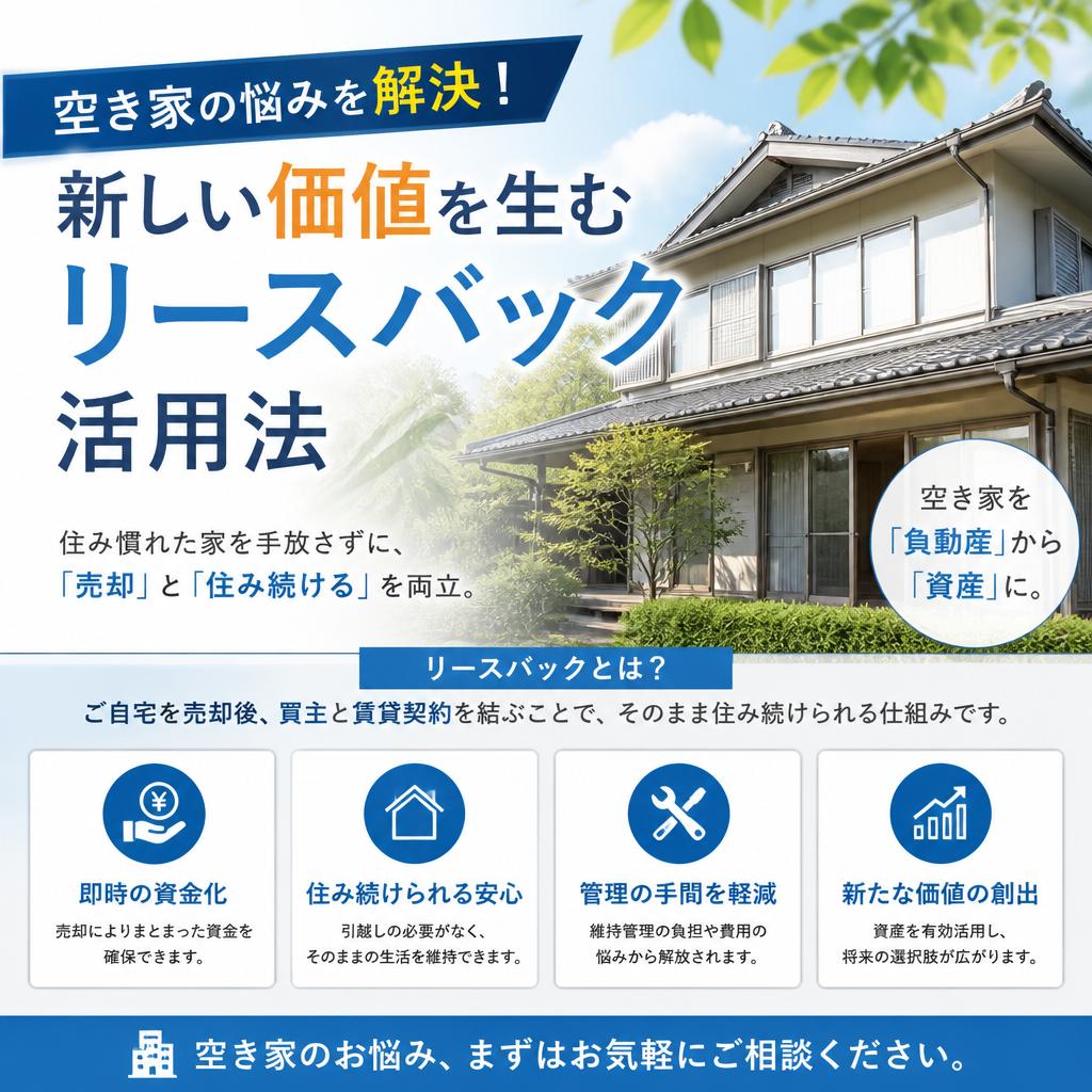 空き家の悩みを解決！新しい価値を生むリースバック活用法
